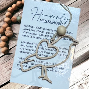 Ornement messager céleste Robin, à la mémoire de, ornement commémoratif, ornement messager de Dieu, perte d'un être cher, charme de voiture, ornements de cartes de récit