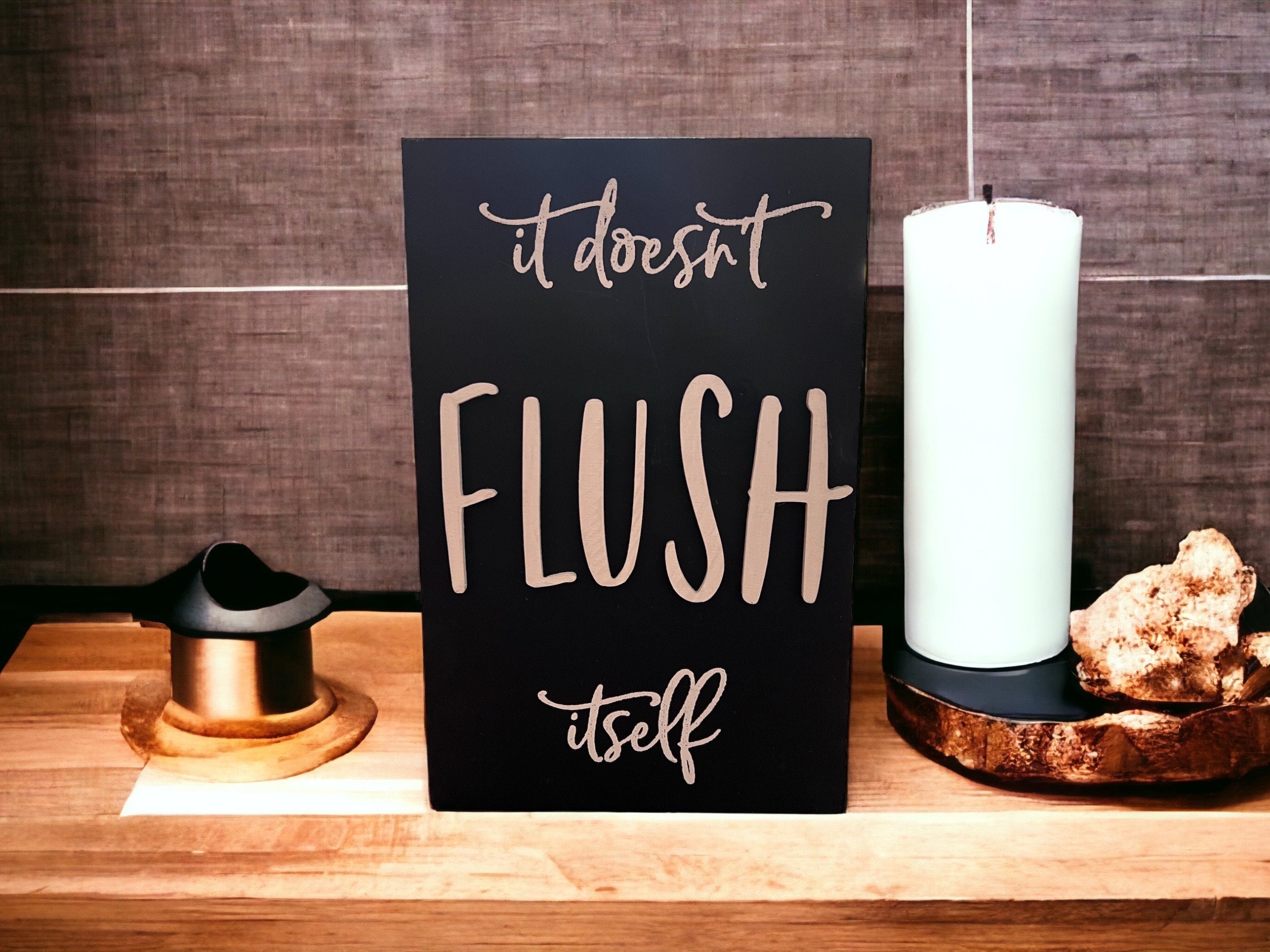 Funny 3D Laser Cut Bathroom Wood Sign it Doesnt Flush Etsy