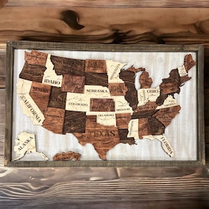 Hölzerne geschichtete 3D-USA-Karte/Reisende US-Karte/Reisegeschenk/Einweihungsgeschenk