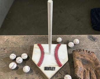 Baseball Ring Holder Tournament Championship Display Home Plate Shaped Stand Wooden Keepsake Personalized Gift Player Bedroom Wall Sports