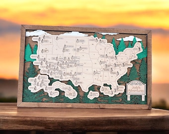 National Park Map Travel Tracker Display Usa Adventure Gift Idea Personalized Exploration Chart Wilderness Journey Log Traveler Memory