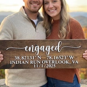 Personalized Engaged Coordinates Sign Engagement Coordinates Decoration Couples Home Gift Idea Custom Sign Personalized Engagement Gift