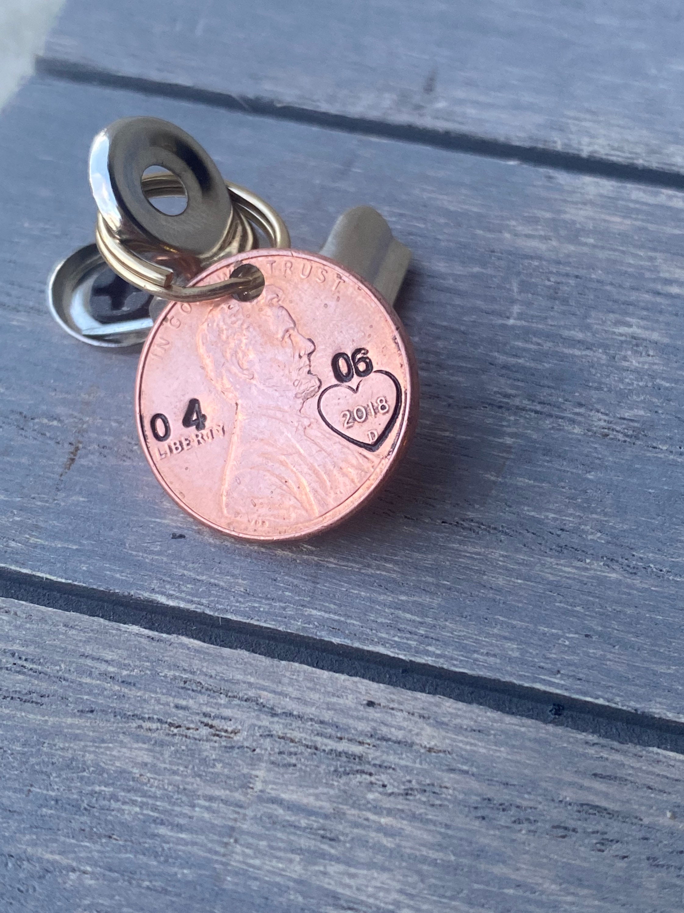 Hand Stamped Penny / Sobriety Date Penny // Lucky Date Penny Etsy