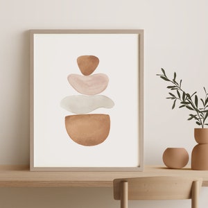 Brushstroke Art Print, Whimsical Home Decor, Beige Decor, Abstract Wall Art, Minimal Art Prints, Neutral Geometric Digital download Prints