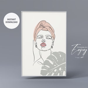 Line Art Woman Printable Art Prints, Positive Wall Decor Set of 3 ...