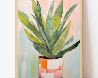 サンセベリアのアートプリント｜現代植物画（デジタルダウンロード）