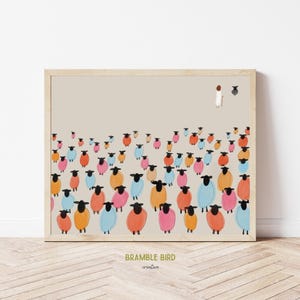 Jesus Leaves the 99 Print: Colorful Sheep Art, Christian Home Decor (Digital Download)