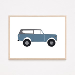 Blue Classic SUV Car Digital Art Print, Vintage Car Print for Nursery, Car Nursery, Car Themed Nursery, Boys Nursery Art, Car Art for Kids