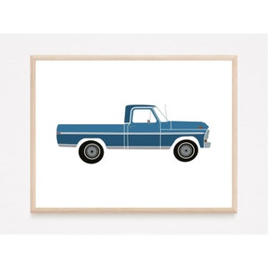 Blue Vintage Truck Digital Art Print, Classic Blue Truck, Car Prints for Nursery, Truck Art for Kids Room, Car Nursery Theme, Car Kids Theme