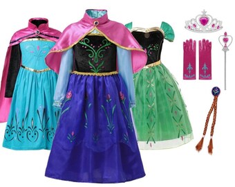 Kids Frozen anna costume dress Anna wand tiara gloves dress party Disney princess girl clothing birthday book week halloween blue sydney
