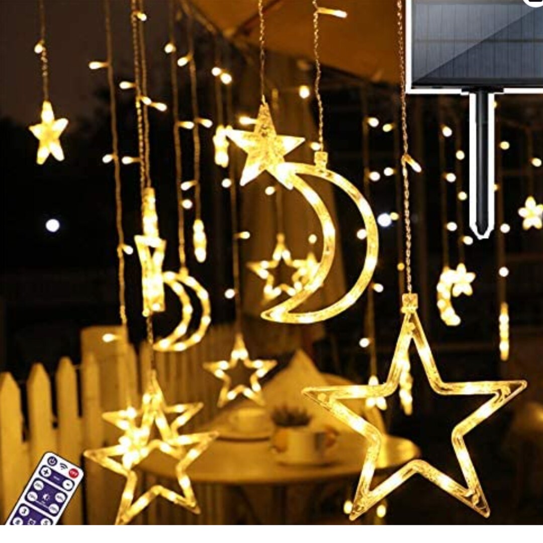 Solar LED String Lights Star Moon Outdoor Solar Powered Etsy