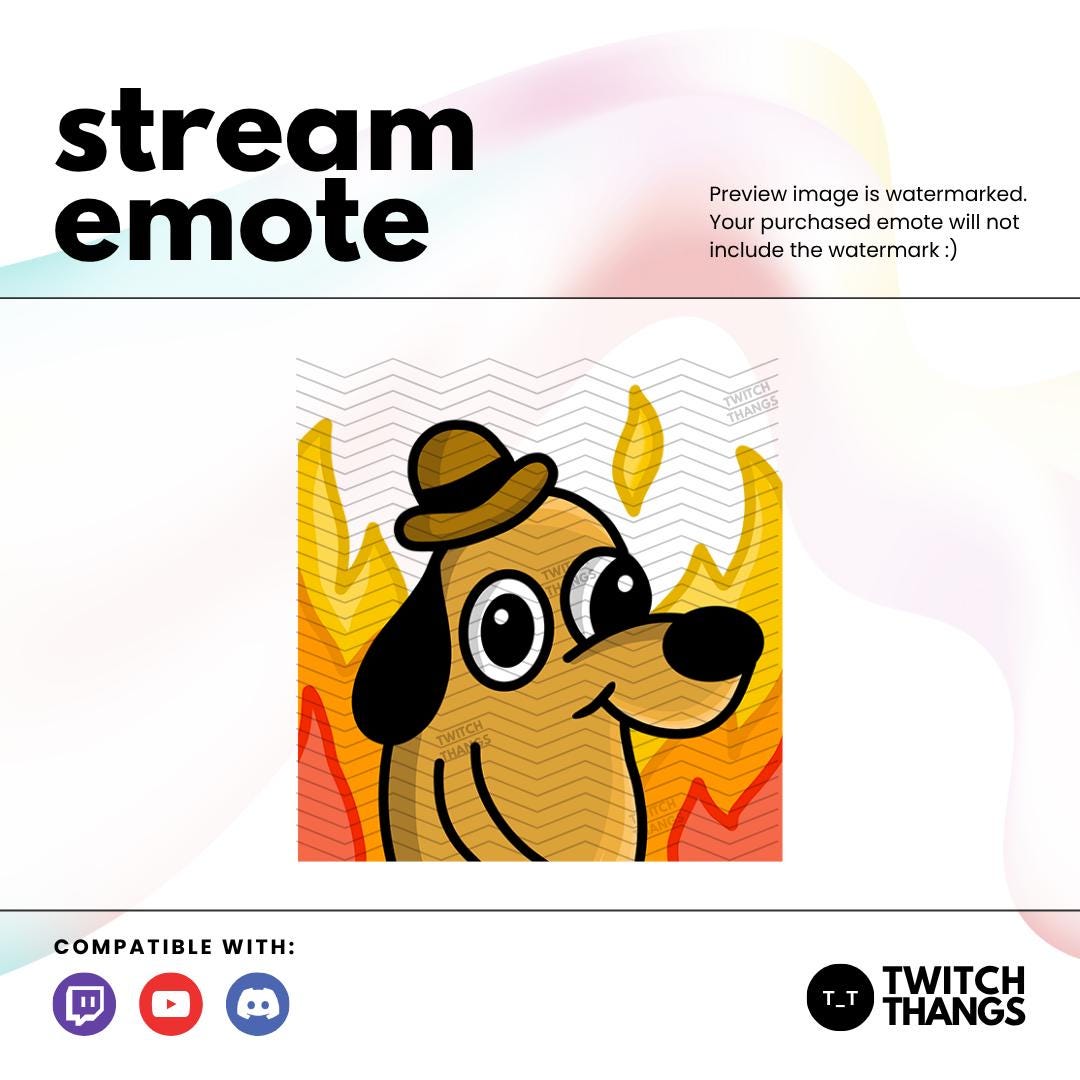 This is Fine Meme Twitch Emote, Dog With Fire Emote