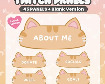Orange Cat Twitch Panels | Kawaii Stream Pack PNG