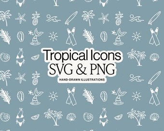 Tropical Beach Icon Pack: Summer Vector Clipart (SVG, PNG, AI)