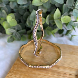 Wavy CZ Hoop Earring, 18K Gold Filled