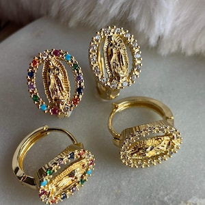 San Judas & Virgencita Earrings, 18K Gold Filled
