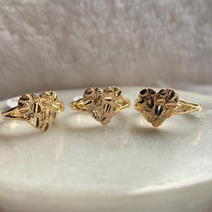 Nugget Heart Ring, 18K Gold Filled