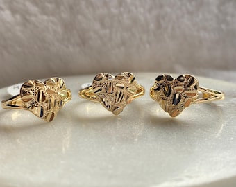 Nugget Heart Ring, 18K Gold Filled