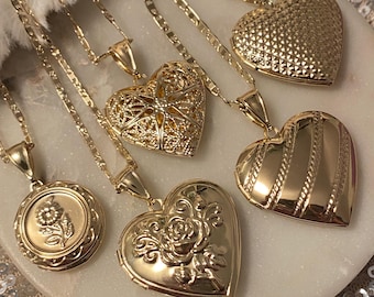 Collares con medallón, rellenos de oro de 18 quilates
