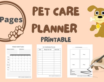 Pet Care Planner Digital, Pet Organizer, Dog Planner, Pet Health Planner, Vet Tracker, Dog Walking Log, Dog Behaviour Journal
