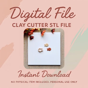 Digital STL File | Goldfish Clay Cutter | Fall Polymer Clay Cutter | Autumn Clay Cutter | Fall Stud Earring Cutters | Halloween Clay Cutter