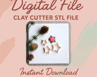 Digital STL File | Poinsettia Clay Cutter (3 Piece Set) | Christmas Polymer Clay Cutter | Seasonal Holiday Clay Cutter | Winter Stud Cutters