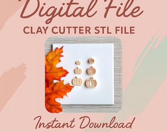 Digital STL File | Stacked Pumpkin Clay Cutters | Fall Autumn Polymer Clay Cutter | Fall Stud Cutters | Halloween Clay Cutter
