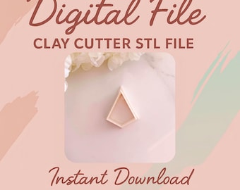 May include: A digital file for a clay cutter in STL format. The image features a light pink geometric clay cutter on a white surface, with the words "Digital File," "Clay Cutter STL File," and "Instant Download" in a decorative font.