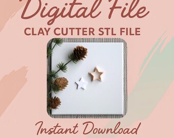 Digital STL File | Star Clay Cutter | Christmas Season Holiday Polymer Clay Cutter | Winter Stud Earring Cutters | Embossing Cutter