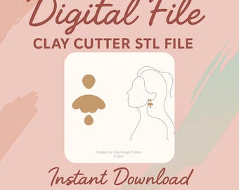 Digital STL File | Fall Clay Cutter Dangle Drop (3 Piece Set) | Arch Shape Cutter | Scalloped Clay Cutter |   Pendant Dangle Cutter