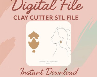 Digital STL File | Fall Clay Cutter Dangle Drop (3 Piece Set) | Arch Shape Cutter | Scalloped Clay Cutter |   Pendant Dangle Cutter