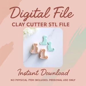 Puede incluir: Imagen de un archivo digital para cortadores de arcilla. El diseño presenta cuatro cortadores con forma de perro en tonos beige y verde menta. El texto "Digital File" e "Instant Download" se muestran de forma destacada.