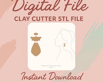 Digital STL File | Fall Clay Cutter Dangle Drop (3 Piece Set) | Arch Shape Cutter | Scalloped Clay Cutter |   Pendant Dangle Cutter