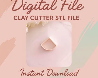 Può includere: Immagine di un file digitale con il testo "Digital File" e "CLAY CUTTER STL FILE". L'immagine presenta un tagliapasta in argilla rosa chiaro a forma di quarto di cerchio. Sono presenti anche le parole "Instant Download".