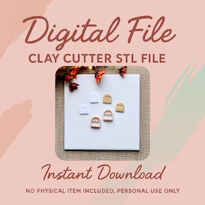 Digital STL File | Ghost Clay Cutter | Fall Autumn Polymer Clay Cutter | Fall Stud Earring Cutters | Halloween Clay Cutter