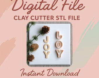 Digital STL File | JOY Letters Clay Cutter (3 Piece Set) | Christmas Season Holiday Polymer Clay Cutter | Winter Stud Cutters