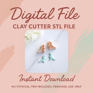 Digital STL File | Dinosaur Clay Cutter (2 Piece) | T-Rex Clay Cutter | Lizard Clay Cutters | Polymer Clay Earring Cutter