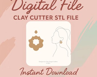 Digital STL File | Fall Clay Cutter Dangle Drop (2 Piece Set) | Arch Shape Cutter | Scalloped Clay Cutter |   Pendant Dangle Cutter