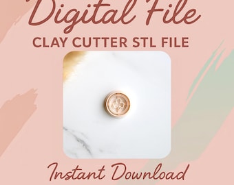 Digital STL File | Three Leaf Clover Lucky Coin Clay Cutter (Embossing) | Shamrock Cutter | Spring Clay Cutter | Polymer Clay Earring Cutter