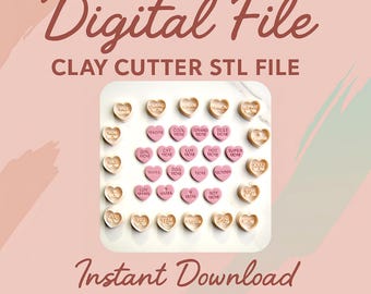 Archivo STL digital / Cortador de arcilla con forma de corazón para el Día de la Madre / Cortador de arcilla con forma de corazón de caramelo / Cortadores de arcilla para aretes del Día de la Madre