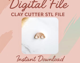 Digital STL File | Rainbow With Clouds Clay Cutter (Embossing) | Rainbow Arch Clay Cutter | Spring Clay Cutter | Polymer Clay Earring Cutter