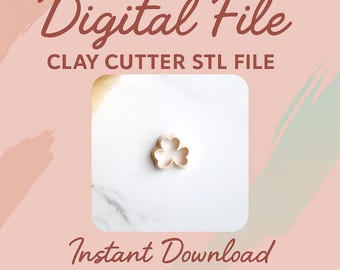 Digital STL File | Three Leaf Clover Clay Cutter | Shamrock Cutter | Spring Clay Cutter | Polymer Clay Earring Cutter