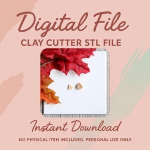 Digital STL File | Fall Leaf Mini Clay Cutter (Studs) | Fall Autumn Polymer Clay Cutter | Fall Stud Earring Cutters | Halloween Clay Cutter