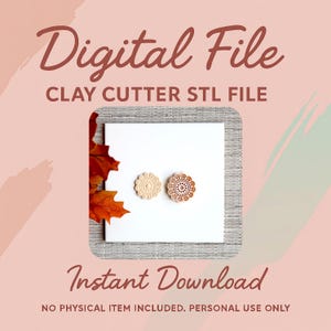 Digital STL File | Embossed Boho Floral Clay Cutter | Fall Clay Cutters | Clay Earring Cutters | Summer Clay Cutter | Clay Molds