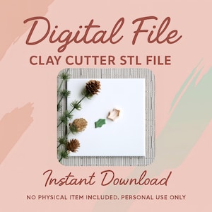 Digital STL File | Holly Leaf Clay Cutter | Christmas Season Holiday Polymer Clay Cutter | Winter Stud Earring Cutters | Embossing Cutter