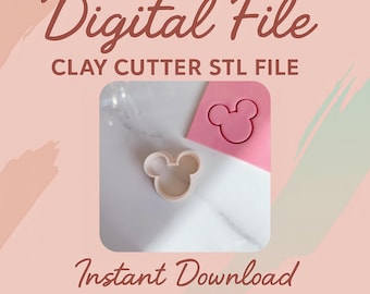 Digital STL File | Mouse Polymer Clay Cutter | Mouse Ear Clay Cutter | Disney Inspired Clay Cutters | Polymer Clay Earring Cutter