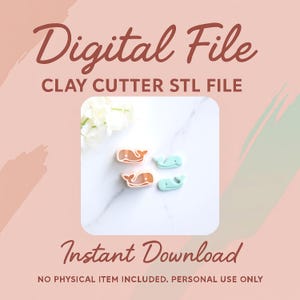 Digital STL File | Whale Clay Cutter (2 Piece) | Fish Clay Cutter (Embossing) | Summer Spring Clay Earring Cutter | Stud Cutter