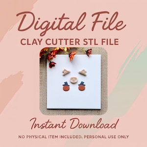 Digital STL File | Pumpkin Witch Hat Clay Cutter (3 Piece Set) | Fall Autumn Polymer Clay Cutter | Fall Stud Cutters | Halloween Clay Cutter