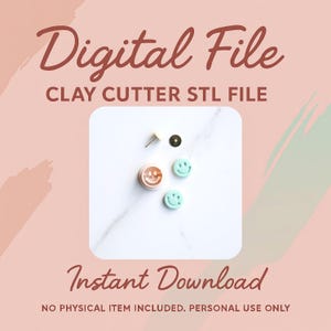 Digital STL File | Smiley Face Mini Clay Cutter (Stud Size) | Happy Face Clay Cutter | Smiley Clay Cutters (Embossing)