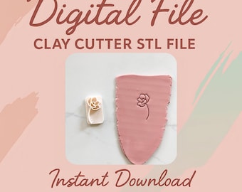 Digitale STL-Datei | Pfingstrose Ton Stempel | Keramik Stempel | Textur Stempel | Ton Textur Ausstechformen | Polymer Clay Werkzeug